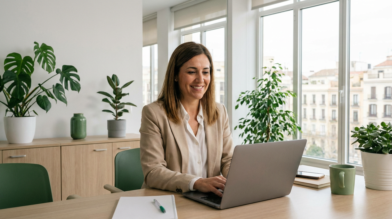 Asesora fiscal trabajando en oficina